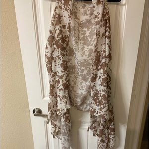 Brown cow print, layered open front cardigan vest cover